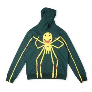 CPFM.XYZ Ink-Splashed Smiley Face Hooded Sweatshirt Green